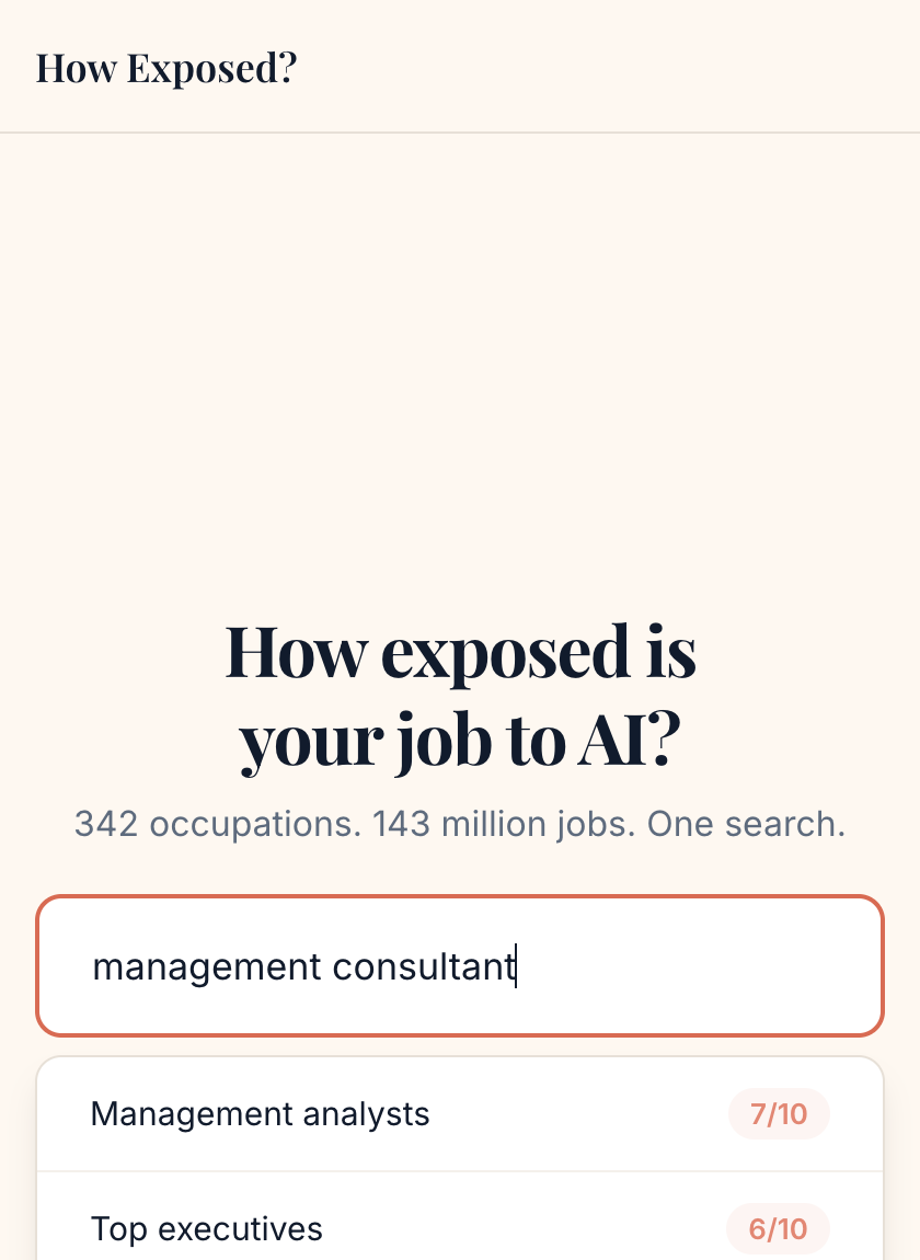 HowExposed.AI matching occupations